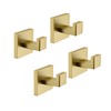 TASTOS Bath Towel Hooks Brushed Gold, 4 Pack Stainless Steel