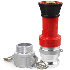 NOVINO Fire Hose Nozzle,2 inch NPSH Heavy-Duty Industrial Fire Hose Constant Flow Fog Nozzle with 2pcs 2" Aluminum Camlock Fitting Coupling Equipment