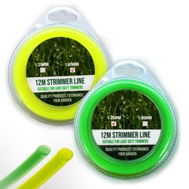 Navoys 2 Pack Strimmer Line, 1.65mm & 1.25mm in Diameter | 24m Trimmer Line Length | Luminous Yellow & Green Strimming Line