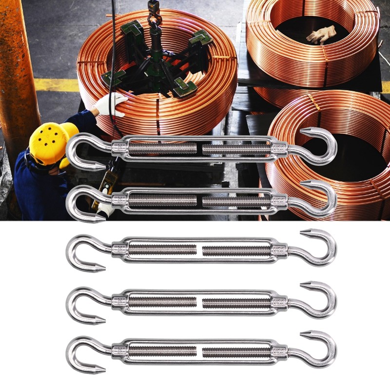 5Pcs Turnbuckle Hook and Hook Wire Rope Tension 304 Stainless