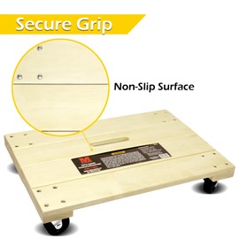 MaxWorks 50952 1000 lbs. Capacity 24 in. x 16 in. Hardwood Furniture Moving Dolly