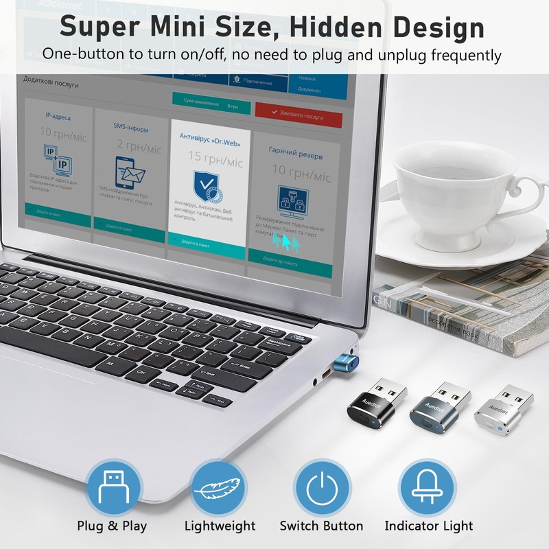 AUEDROT Mouse Jiggler Undetectable Metal USB Mouse Mover with Switch