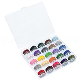 CleverDelights 25 Color Prewound Bobbins Set - Size L Bobbins - 75D/2 (60WT) Polyester Thread