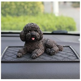 Otzoan Cute Dog Figurines Resin Animal Garden Farm Statue Poodle Sculpture Lawn Patio Yard Home Decorations Ornaments (Black)