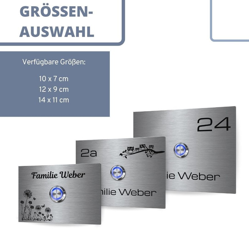 Doorbell Made of Robust Stainless Steel with Desired Engraving and