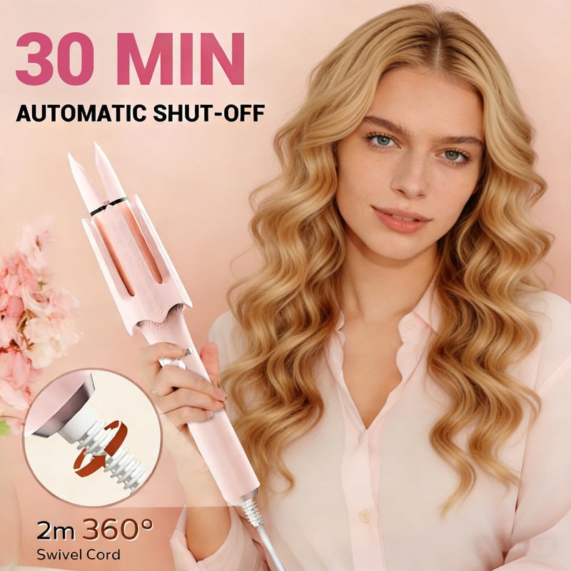Auto Rotating Hair Curler - 4 Temperature and Timer Settings,