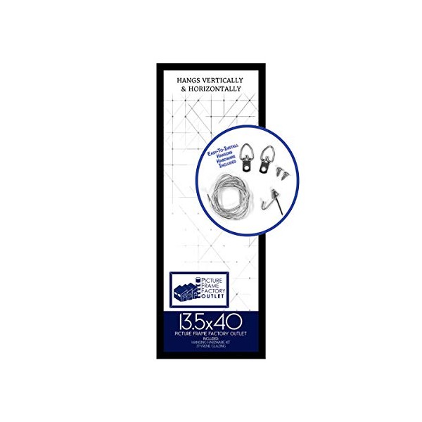 13.5x40 Panoramic Picture Frame/ 1.25" Black MDF/ Plexi Glass and