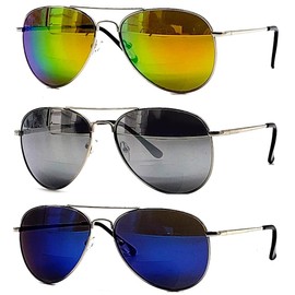 b21design Bifocal Sunglasses For Women Men 3-Pack Aviator Vintage Fashion Designer UV 100% Protection Mirror Metal (3 Pair, 1.50, x)