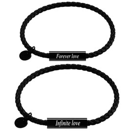 OIDEA Bracelet Black Magnetic Genuine Leather Bangle Gifts for Men / Women, Leather