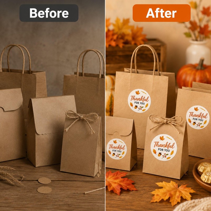 Thanksgiving Thank You Favor Stickers: 120 Fall Paper Stickers