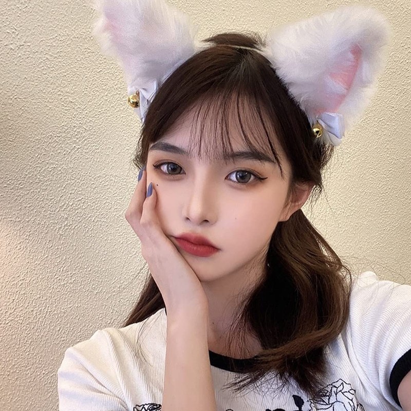 HappyHome Cat Ears Headband, Cosplay, Cute, Ribbon, Bell, Fluffy, Halloween,