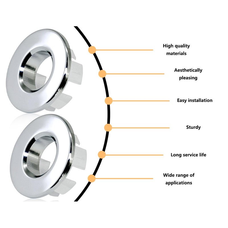 KAPSING Pack of 2 Sink Overflow Covers, Round Brass Kitchen
