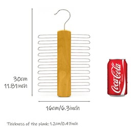 2 Piece Wooden Tie Hanger, Swivel Tie Racks, Tie Belt Rack, with 20 Metal Partitions and 360 Degree Rotating Clothes Hook, for Hanging Belts, Tie, Scarves, Neckties and More