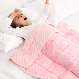Alomidds Weighted Blanket Kids 5lb 36"x48", Minky Dots Small Weighted Blanket, Comfort Breathable Soft Throw Heavy Blanket for Sleeping, Pink Star