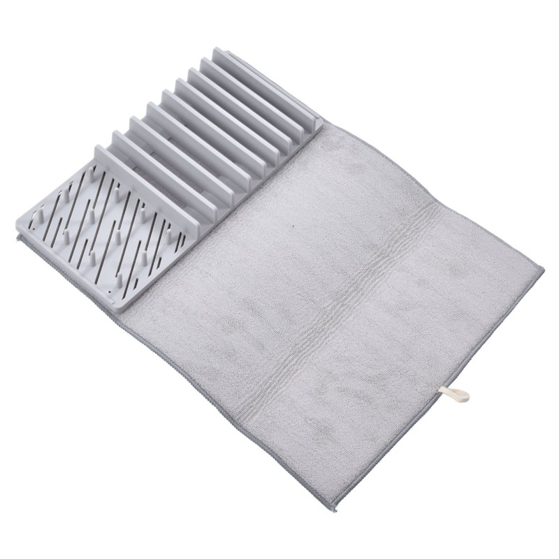 Dish Drying Mat with Rack Water Absorption Folding Design Dish