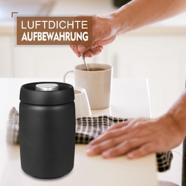 TTSTOIEE Vacuum Lid Coffee Tin (Coffee, Tea, Stainless Steel Container for Storage with Aroma Closure, Coffee Canist) Matte Black (1200 ml)