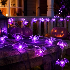 Halloween LED String Lights for Indoor & Outdoor Decor – 20-Light Battery Operated 10FT Garland with Pumpkin, Skull & Ghost Designs