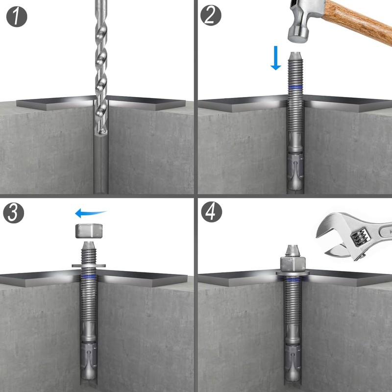 3/8"x 3" Concrete Anchor Bolts,5PCS 304 Stainless Steel Wedge Anchors