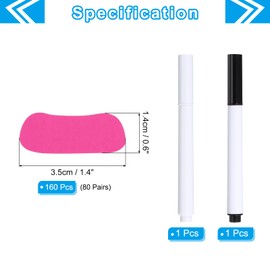 PATIKIL 80 Pairs Sports Eye Black Stickers, Under Eye Black Strips Football Face Stickers Breathable Eyeblack Sticker with Pencil for Baseball Fans on Game Day, Pink