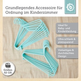 Bieco Children's Coat Hangers, Plain Colours, Packs of 8/16/32