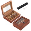 TISFA Cigar Humidor, Glass Top Cigar Box with Hygrometer Humidifier