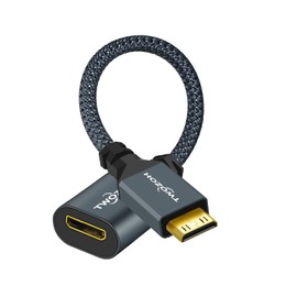 Twozoh Adaptador de cable mini HDMI macho a hembra, (tipo C) mini HDMI macho a mini HDMI hembra, cable HDMI mini macho a hembra compatible con cable 3D 4K/1080P (20 cm)