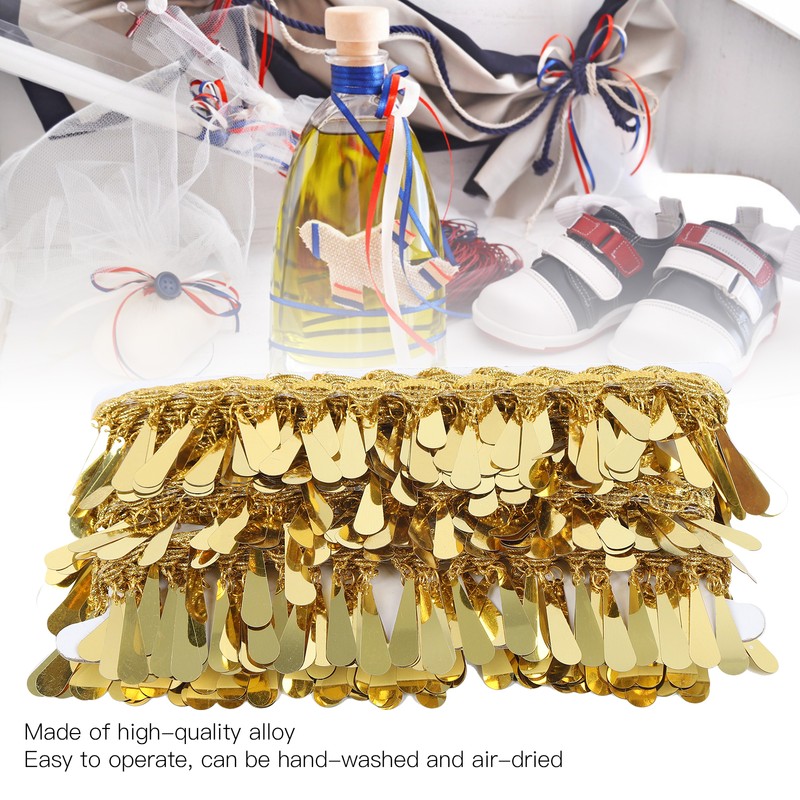 Waist Chain Gold Metal Applique Glitter Elastic Sequin Water Drop