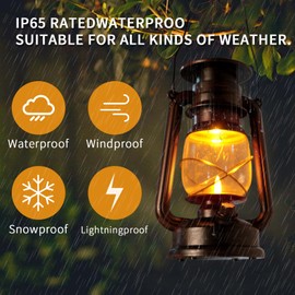 2 Pack Solar Hanging Lantern Outdoor, Solar Powered, Auto On/Off Waterproof LED Flame Umbrella Vintage Lights for Garden, Patio, Yard, Flickering Flameless Candle Mission Lights for Table, Party