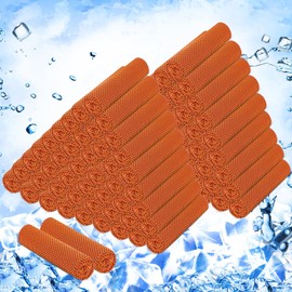 Hosuly 100 Pack Cooling Towels, 40"x12" Cooling Towels for Neck and Face Breathable Soft Chilly Sweat Rag Microfiber Sport Rags for Gym Yoga Golf Running(Orange)