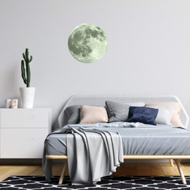 Wall Sticker Glow in the Dark. Moon Decorative Vinyl. Luminous Sticker Space. The decor of the rooms, boy, girl, child and baby. Green, 30 cm.