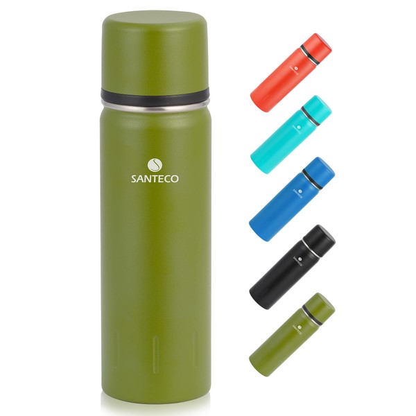 SANTECO KOLIMA Water Bottle, 16.9 fl oz (500 ml), Thermos, Stainless Steel Bottle, Cup Type, Vacuum Insulated, Hot and Cold Protection, Large Capacity, Leak Proof, Easy to Wash, Stylish, Compatible