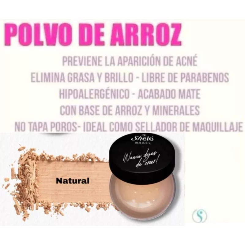 Sheló Nabel Polvo De Arroz Natural Y Fijador De Maquillaje,