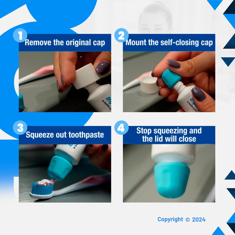 3 Pcs Toothpaste Squeezer Roller with 4 Toothpaste No-Mess Caps,