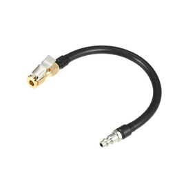 Hihaha Universal Inflator Air Pump Hose Adapter Tyre Valve Inflator Hose with Lock on Air Chuck, 30cm Hose Length, Close, Copper Steel Rubber, Black Durable Material