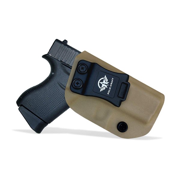 Glock 43 Holster, Glock 43X Holster IWB Kydex Holster for Glock 43 / Glock 43X Pistol Concealed Carry - Inside Waistband Carry Concealed Holster Glock 43 IWB Kydex (Tan, Right Hand)
