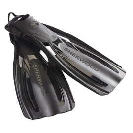Sherwood Elite Scuba Diving Snorkeling Fin Adjustable Open Heel Fins (Black, XL(Mens 13-14))