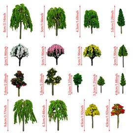 Cayway 65 PCS Model Trees Mixed Model Tree, Diorama Tree Fake Miniature Trees Model Scenery Supplies for DIY Projects Landscape Fairy Garden