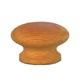 VAN DYKE'S RESTORERS Classic Round Oak Knob – Unfinished Solid Wood Pull for Cabinets, Drawers, and Furniture, Ready to Paint or Stain, Includes Mounting Screw, 1 1/2