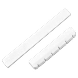 QEXUJOW Acoustic Guitar Replacement Parts 2 Piece Set Bone Replacement Parts for 6 String Guitar Fits Classical and Folk Guitars Includes Bone Nut and Bridge