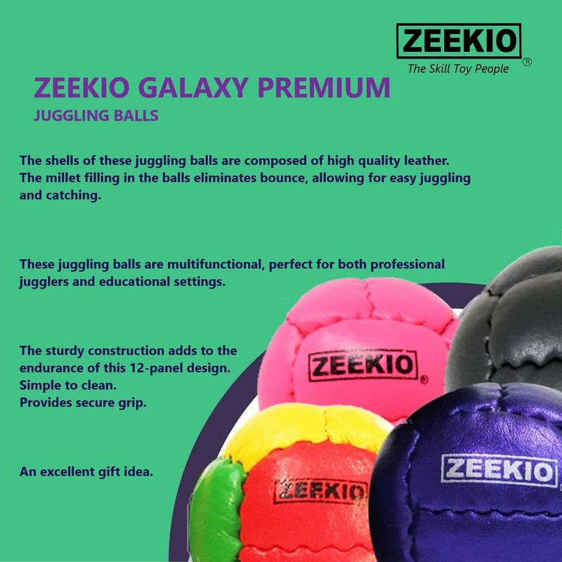 Zeekio Galaxy Juggling Balls - Premium 12 Panel Genuine Leather