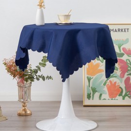 YZKITM Small Square Navy Tablecloth 36 x 36 Inch Polyester Fabric Washable Table Cover Decorative Wrinkle Resistant Solid Color Table Cloth for Kitchen Dinning Party Wedding Camping