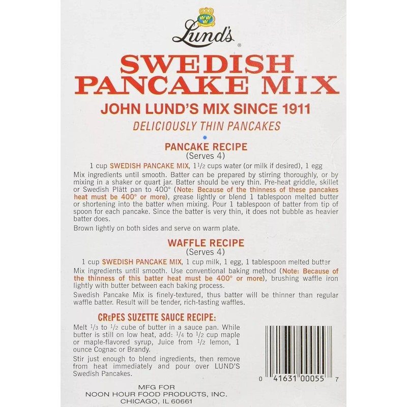Lunds Pancake Mix, Swedish, 12 Oz