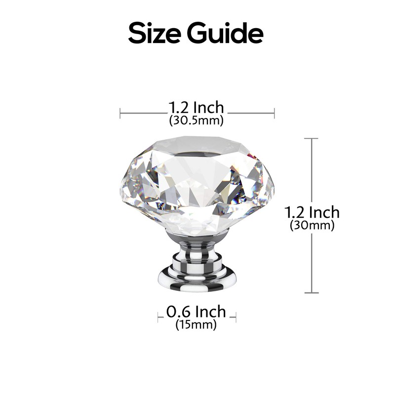 Alzassbg 10 Pack Clear Crystal Drawer Knobs, 1-1/5 Inch(30mm) Diameter