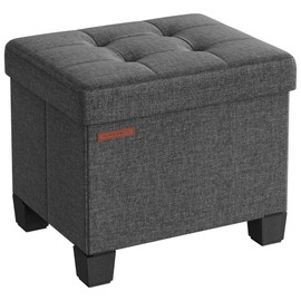 SONGMICS Storage Ottoman, Small Ottoman Foot Rest with Legs, 12.6 x 15.8 x 13.2 Inches Foot Stool, Ottoman with Storage, Load up to 660 lb, for Living Room, Bedroom, Dorm, Slate Gray ULSF012G01