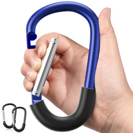 SURDOCA Buggy Clips, Upgrade Pram Clips, Heavy Duty Pram Hooks for Bags, Large Pram Carabiner Clips, Aluminum Pushchair Clips, Baby Stroller Hook for Hanging Bag 2PCS