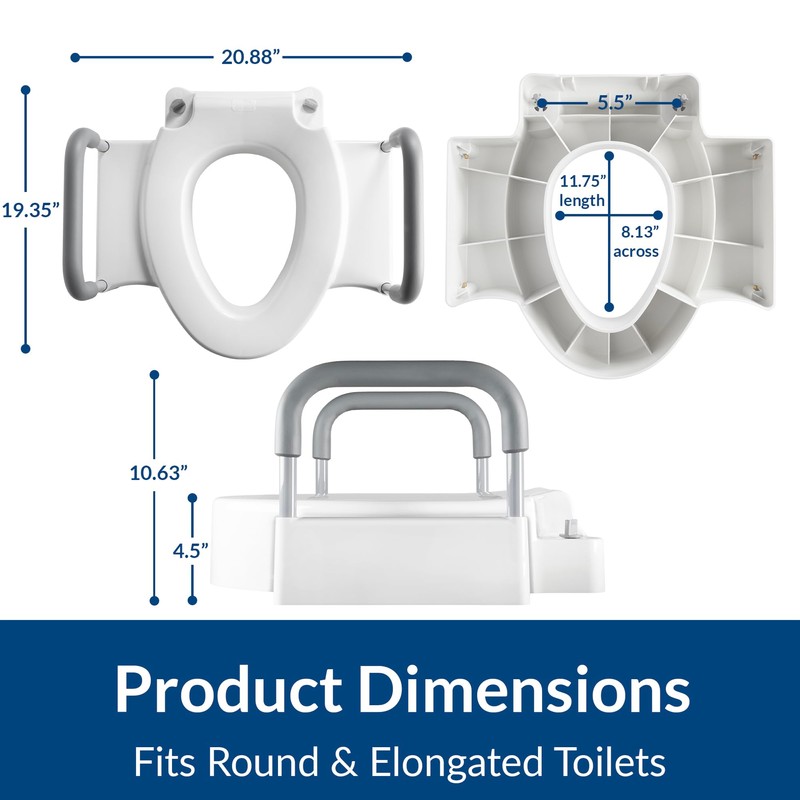 Bemis Rise 4.5" Raised Toilet Seat with Handles, Toilet Seat