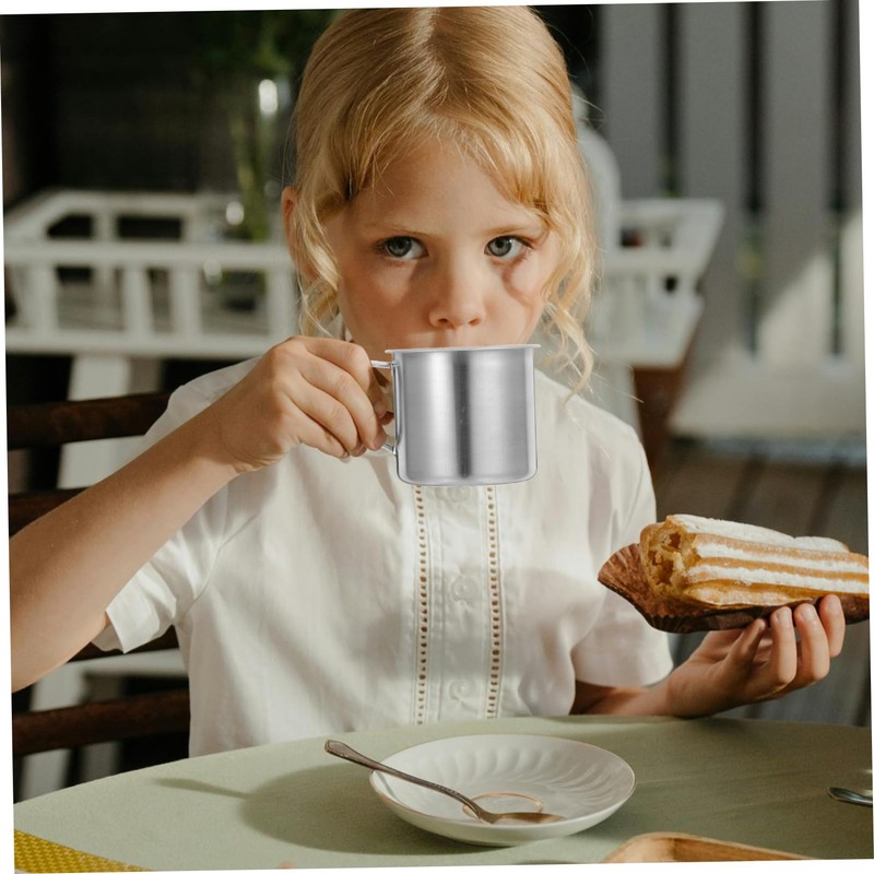 ABOOFAN 6Pcs 190ml Stainless Steel Kids Water Cups Handle Unbreakable