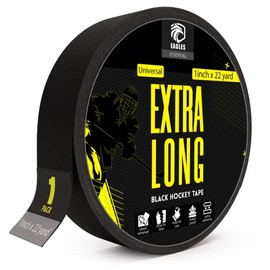 Hockey Tape Multipurpose Cloth Tape Roll for Ice & Roller Hockey Stick, Blade & Handle Protector - Strong Over Grip for Lacrosse Baseball Bat Sports Gifts, Accessories, Equipment (1 PACK BLACK)