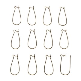 Pandahall 50-Piece Antique Bronze Hypoallergenic Hoop Earrings Components Kidney Ear Wires for Long Dangle Earrings 33mm/1.3inch