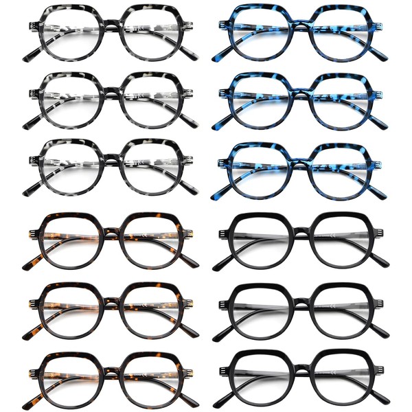 GTSY 12 Pack Reading Glasses for Women Small Retro Readers